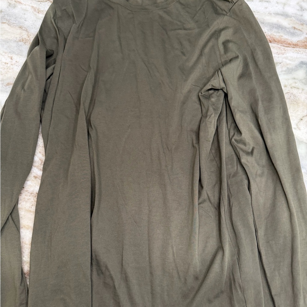 Lands' End women’s Olive Green Long-Sleeve supmia cotton Tee